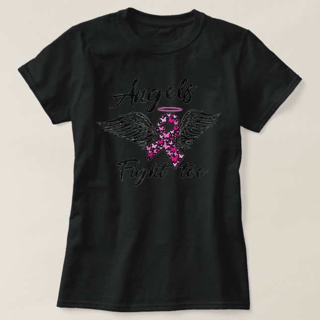 Breast Cancer Awareness for Women Pink Ribbon Ange T-Shirt (Design Front)