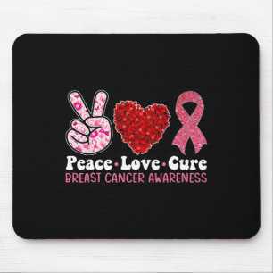 Breast Cancer Awareness For Women Pink Ribbon Peac Mouse Pad