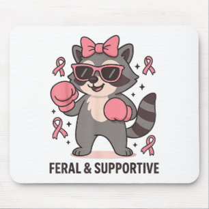 Breast Cancer Awareness Funny Racoon Feral And Su Mouse Pad