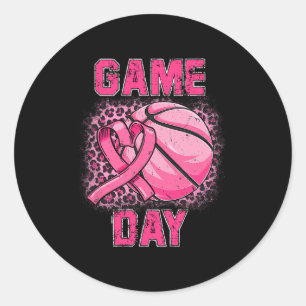 Breast Cancer Awareness Game Day Pink Bysketbyll S Classic Round Sticker