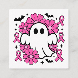 Breast Cancer Awareness Ghost with Pink Flowers Enclosure Card