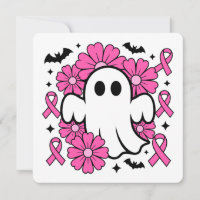 Breast Cancer Awareness Ghost with Pink Flowers