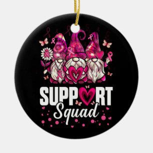 Breast Cancer Awareness Gnomes Support Squad Pink  Ceramic Ornament