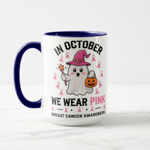 Breast Cancer Awareness Halloween Ghost Design Mug