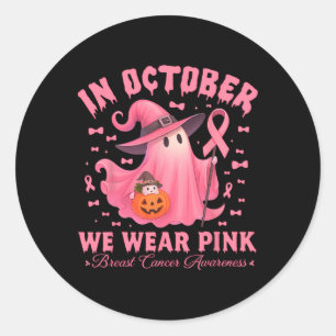 Breast Cancer Awareness Halloween In October We We Classic Round Sticker