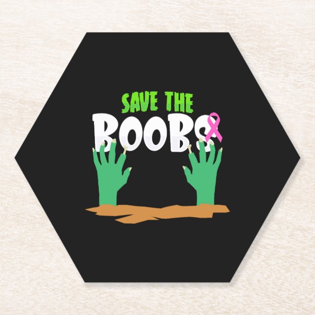Breast Cancer Awareness Halloween Paper Coaster (Front)
