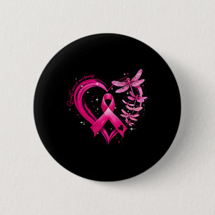 Breast Cancer Awareness Heart Dragonflies Men Wome 6 Cm Round Badge