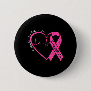Breast Cancer Awareness Heart Pink Ribbon Support 6 Cm Round Badge