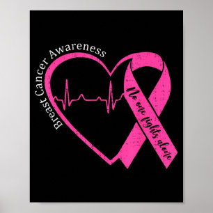 Breast Cancer Awareness Heart Pink Ribbon Support Poster