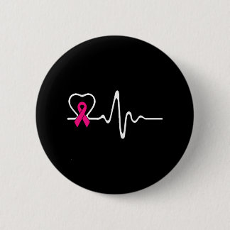 Breast Cancer Awareness Heartbeat 6 Cm Round Badge