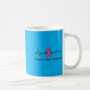 Breast Cancer Awareness Heartbeat nk Ribbon Women Coffee Mug