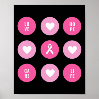 Breast Cancer Awareness Hearts Hope  Poster