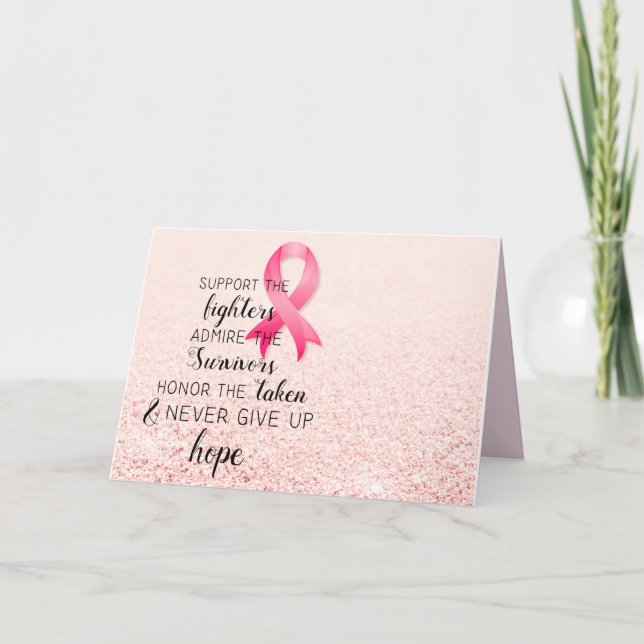Breast Cancer Awareness Hope Inspirational Quote Card (Front)