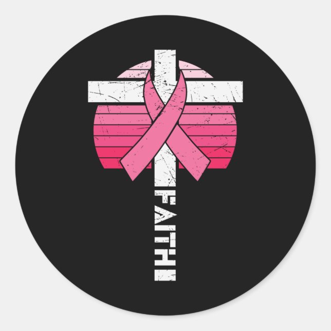 Breast Cancer Awareness Hope Strength Christian Classic Round Sticker (Front)