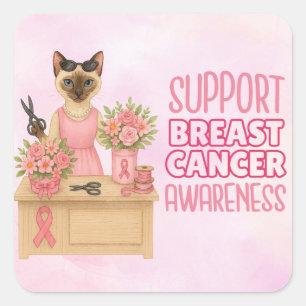 Breast Cancer Awareness in October we wear pink Square Sticker