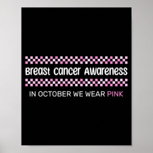 Breast Cancer Awareness In October Wear Pink Retro Poster