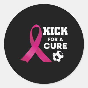 Breast Cancer Awareness Kick For A Cure Soccer  Classic Round Sticker