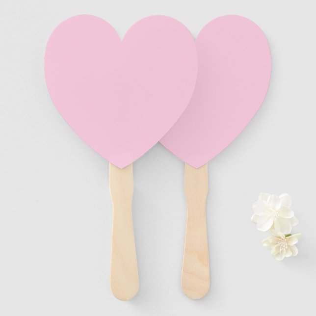 Breast cancer awareness light pink solid colour hand fan (Front and Back)