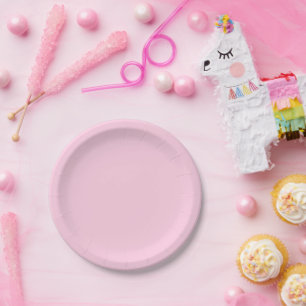 Breast cancer awareness light pink solid colour paper plate