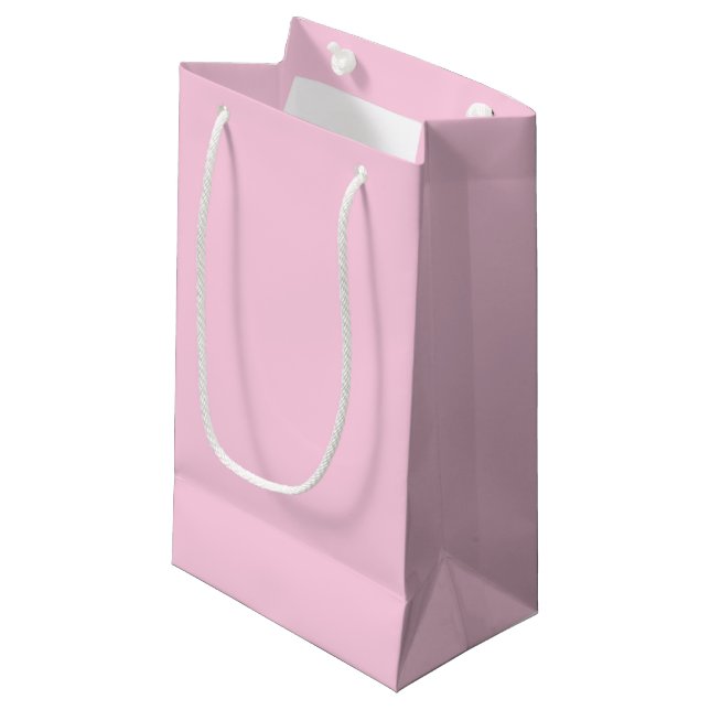 Breast cancer awareness light pink solid colour small gift bag (Front Angled)