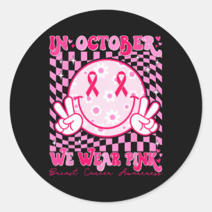 Breast Cancer Awareness Men Women Kids Support Squ Classic Round Sticker
