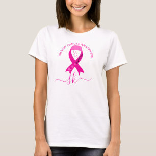 Breast Cancer Awareness Monogram Pink Ribbon T-Shirt