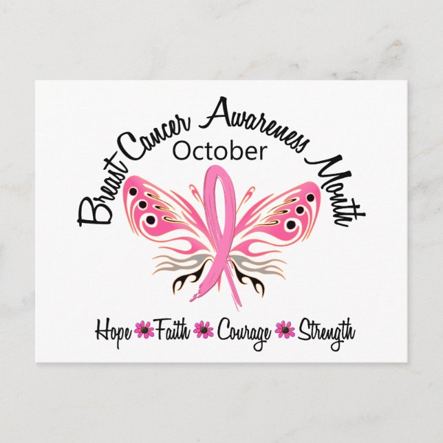 Breast Cancer Awareness Month Butterfly 3.2 Postcard (Front)