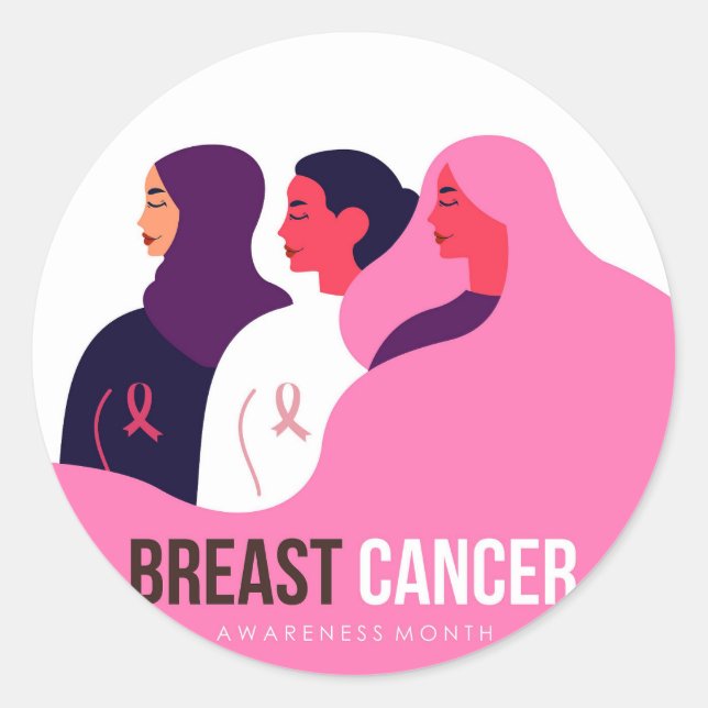 Breast Cancer Awareness Month Classic Round Sticker (Front)