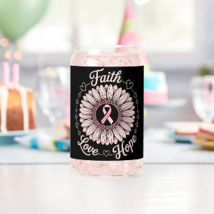 Breast Cancer Awareness Month Faith Hope Cure Can Glass
