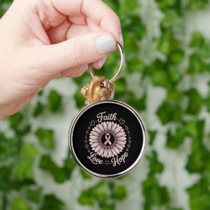 Breast Cancer Awareness Month Faith Hope Cure Key Ring