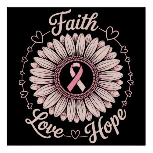 Breast Cancer Awareness Month Faith Hope Cure Poster