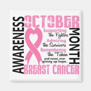 Breast Cancer Awareness Month Heart 1.5 Magnet