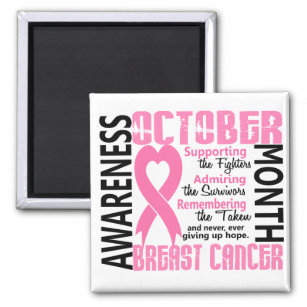 Breast Cancer Awareness Month Heart 1.5 Magnet