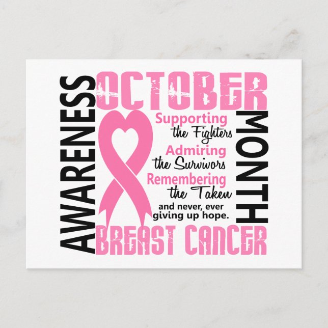 Breast Cancer Awareness Month Heart 1.5 Postcard (Front)