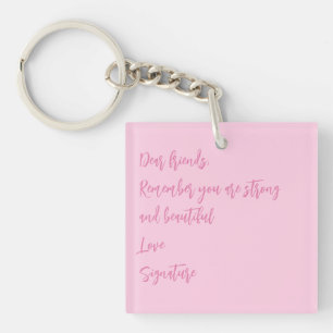 Breast Cancer Awareness month pink custom quote Key Ring