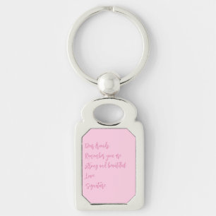 Breast Cancer Awareness month pink custom quote Key Ring