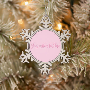 Breast cancer awareness month pink custom script snowflake pewter christmas ornament