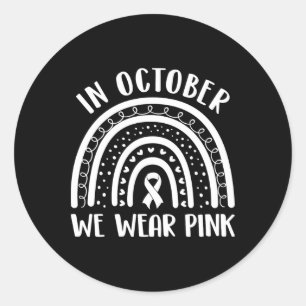 Breast Cancer Awareness Month Rainbow Kids Men And Classic Round Sticker
