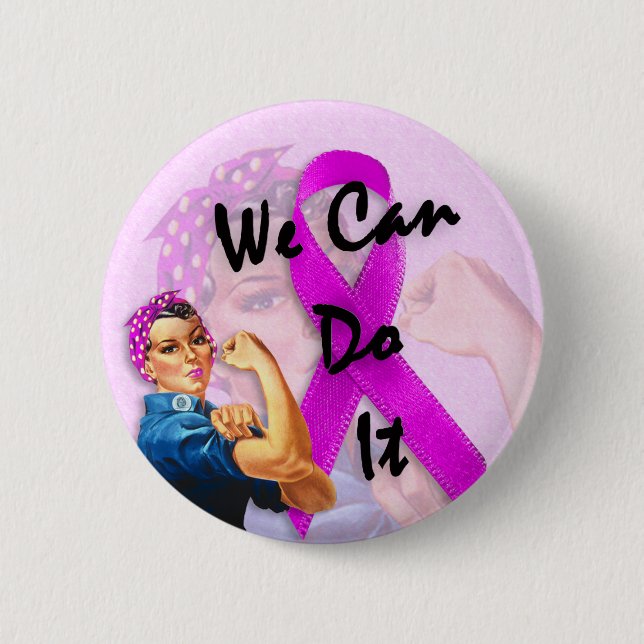 Breast Cancer Awareness Month, Rosie the Riveter 6 Cm Round Badge (Front)