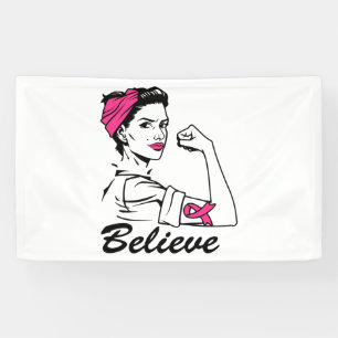 Breast Cancer Awareness Month Women's Believe Pink Banner