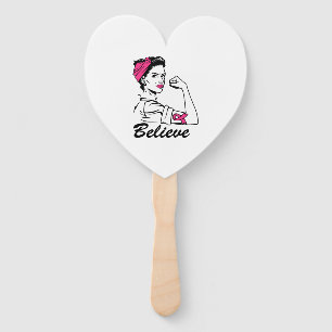Breast Cancer Awareness Month Women's Believe Pink Hand Fan