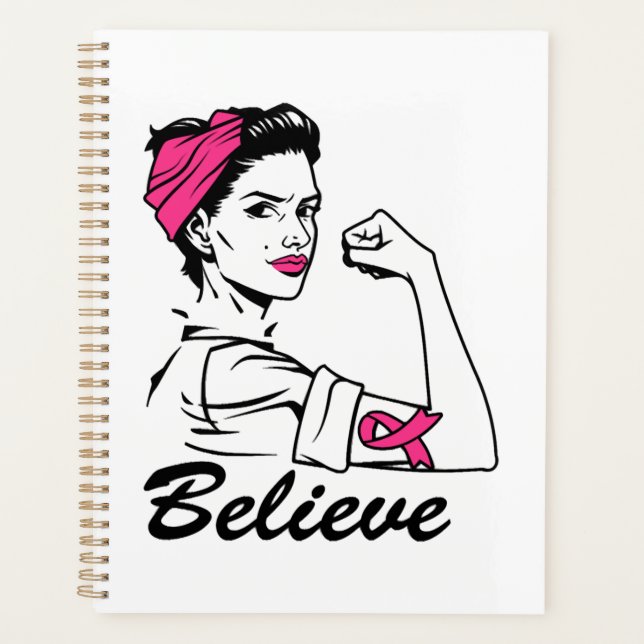 Breast Cancer Awareness Month Women's Believe Pink Planner (Front)