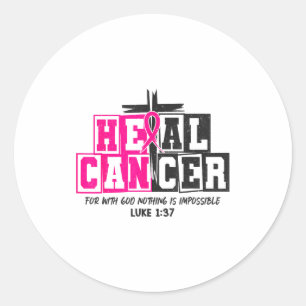Breast Cancer Awareness Nk Ribbon Heal Cancer Chri Classic Round Sticker