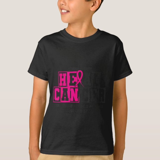Breast Cancer Awareness Nk Ribbon Heal Cancer Chri T-Shirt (Front)