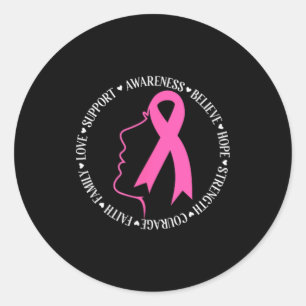 Breast Cancer Awareness nk Ribbon Suprt Squad Classic Round Sticker