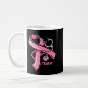 Breast Cancer Awareness Nurse Stethoscope Pink Rib Coffee Mug