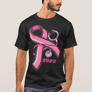 Breast Cancer Awareness Nurse Stethoscope Pink T-Shirt