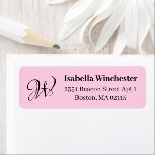 Breast cancer awareness pink black monogrammed return address label