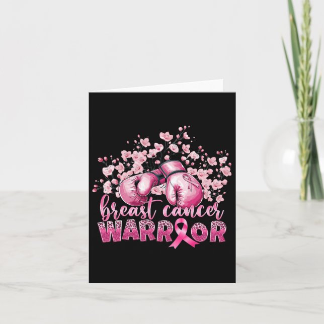Breast Cancer Awareness Pink Boxing Gloves Warrior Card (Front)