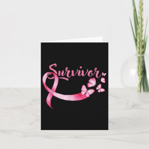 Breast Cancer Awareness Pink Butterflies Band Surv Card